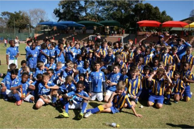 Soccer stars... Players of the SuperSport United Soccer Academy and Bryneven Primary School soccer teams.